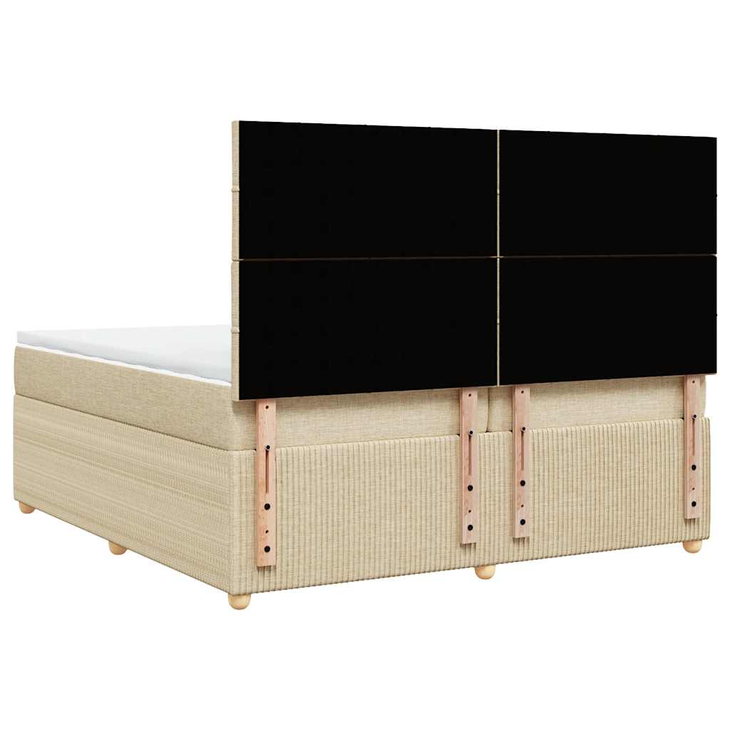 vidaXL Κρεβάτι Boxspring με Στρώμα Κρεμ 200x200 εκ. Υφασμάτινο