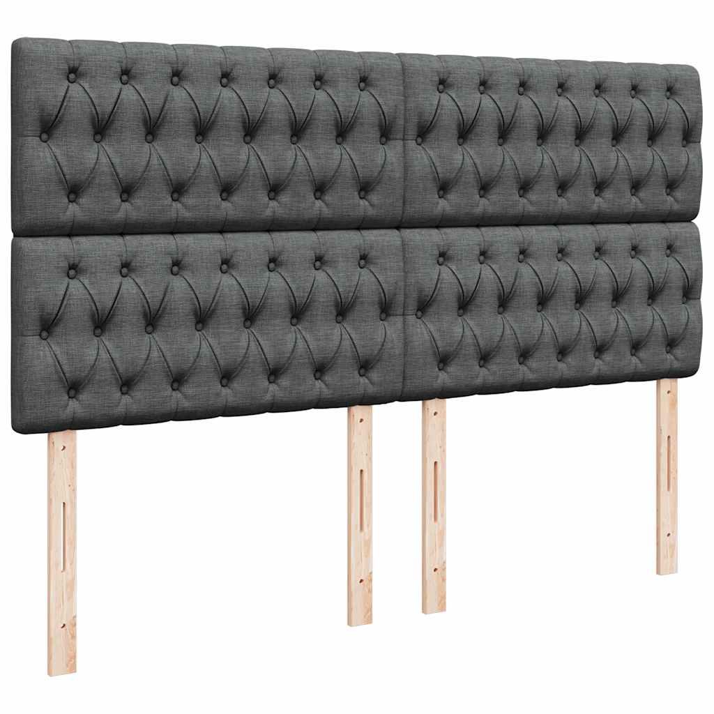 vidaXL Κρεβάτι Boxspring με Στρώμα Σκούρο Γκρι 200x200 εκ. Υφασμάτινο