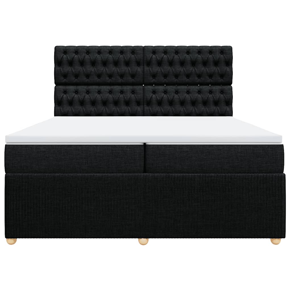 vidaXL Κρεβάτι Boxspring με Στρώμα Μαύρο 200x200 εκ. Υφασμάτινο