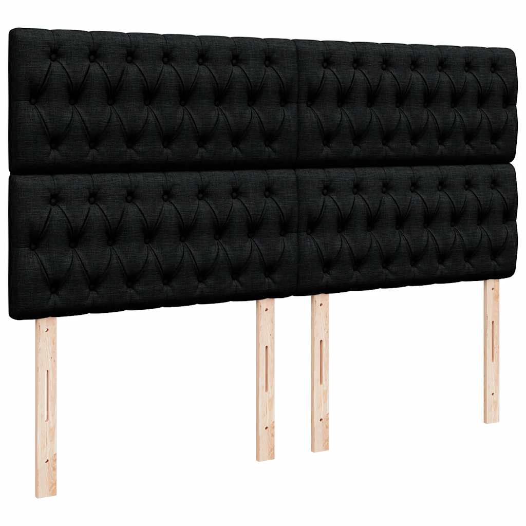 vidaXL Κρεβάτι Boxspring με Στρώμα Μαύρο 200x200 εκ. Υφασμάτινο