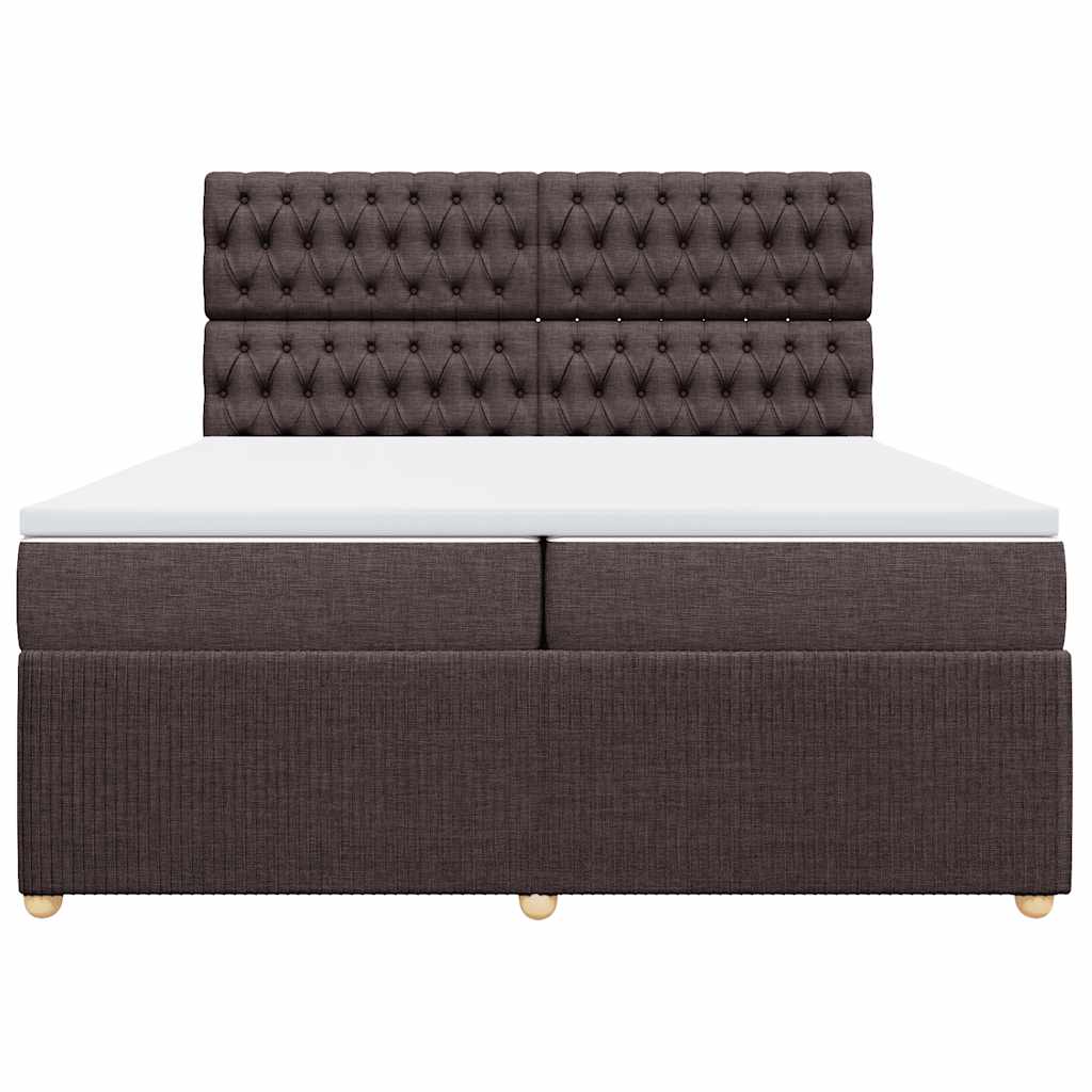 vidaXL Κρεβάτι Boxspring με Στρώμα Σκούρο Καφέ 200x200 εκ. Υφασμάτινο