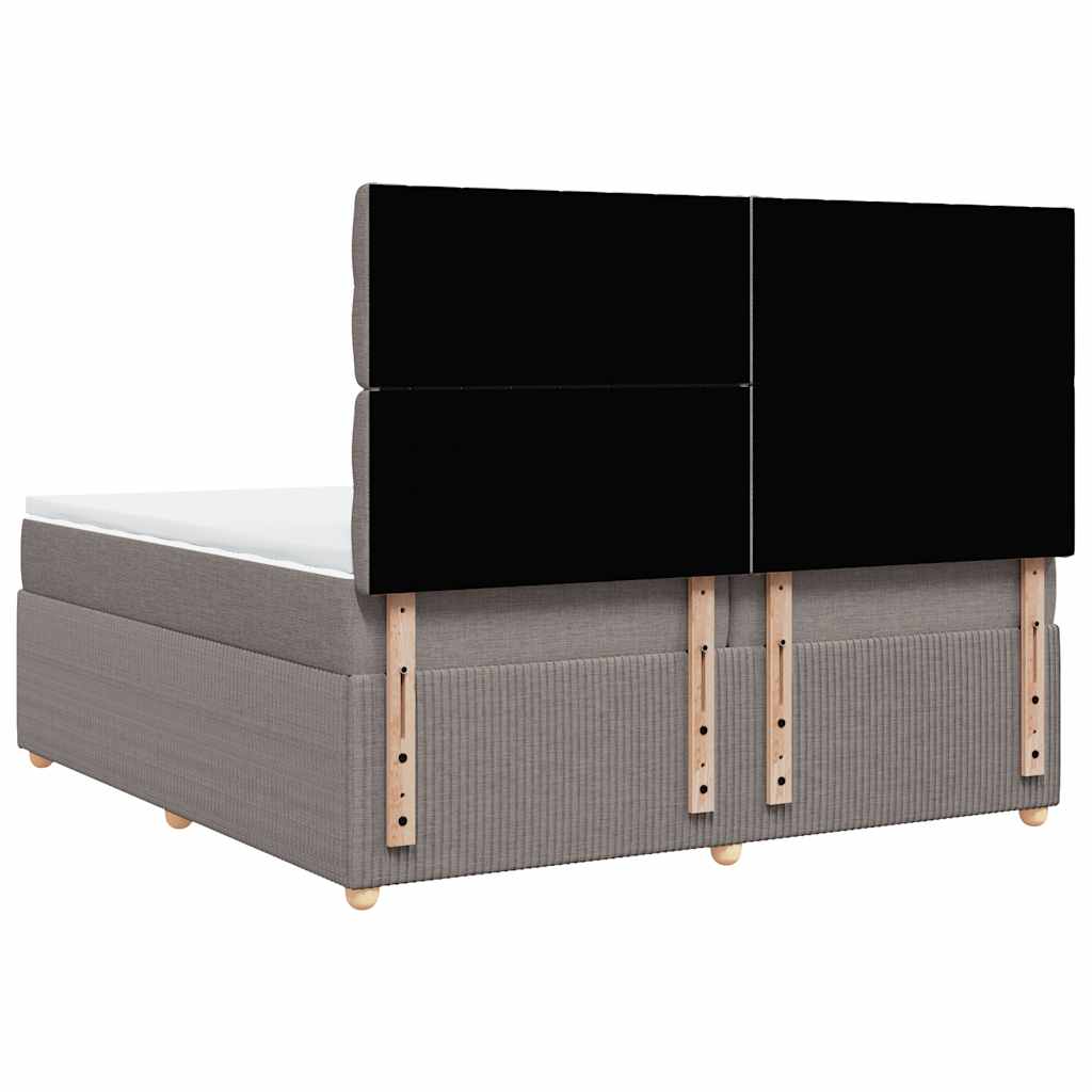 vidaXL Κρεβάτι Boxspring με Στρώμα Taupe 200x200 εκ. Υφασμάτινο