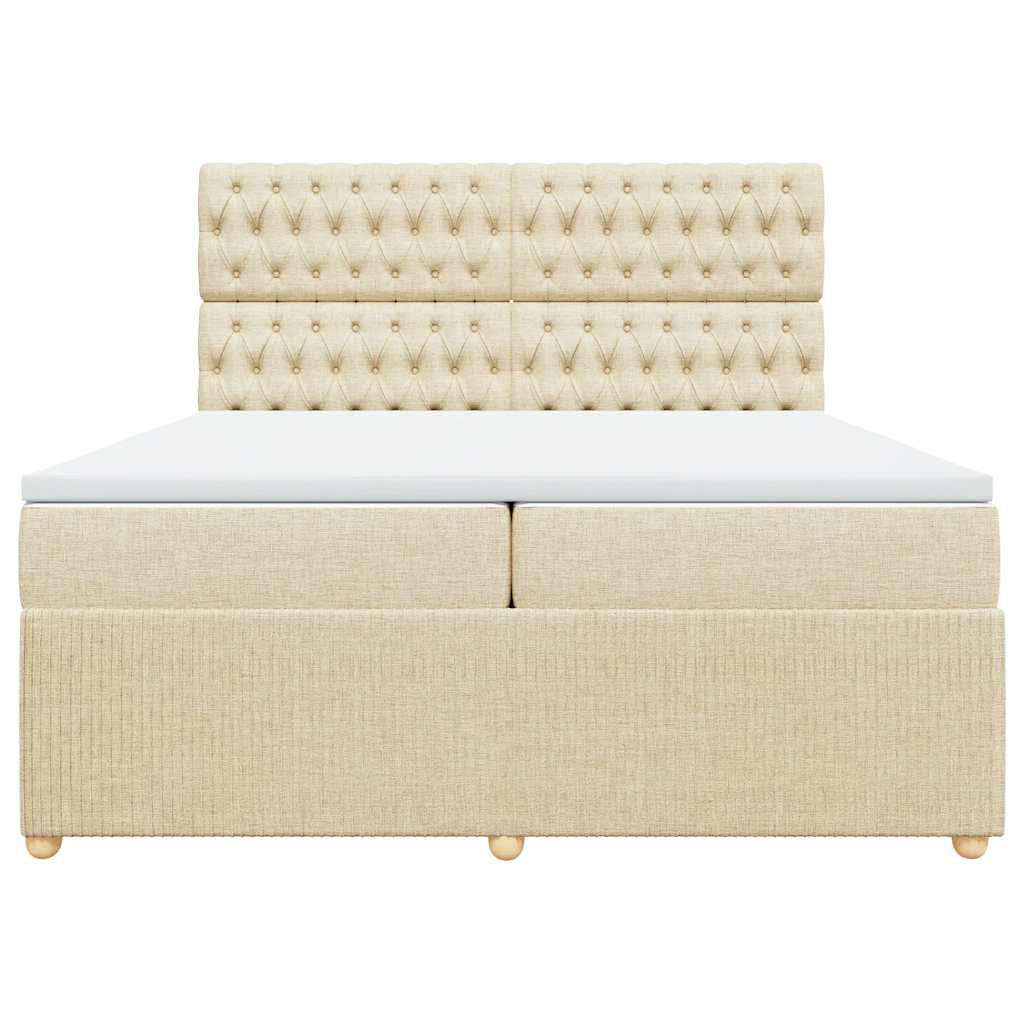 vidaXL Κρεβάτι Boxspring με Στρώμα Κρεμ 200x200 εκ. Υφασμάτινο