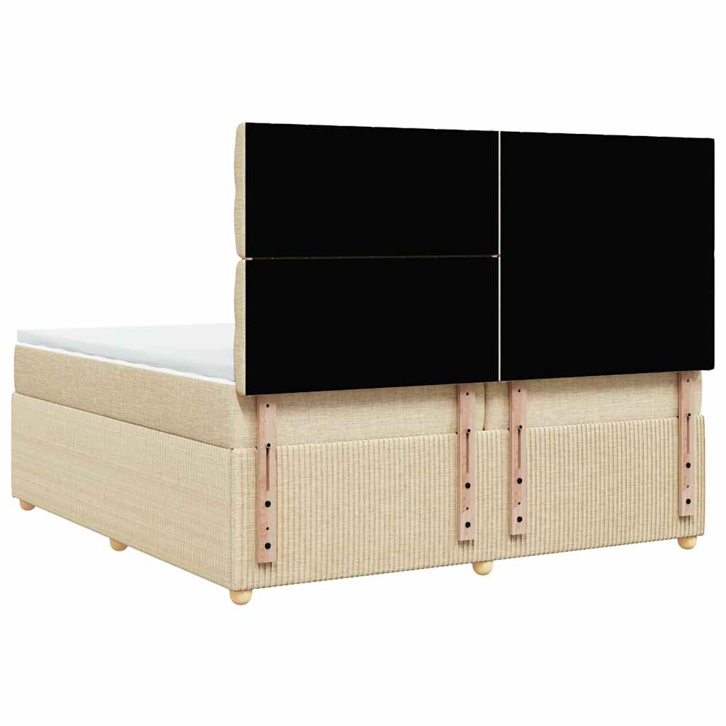 vidaXL Κρεβάτι Boxspring με Στρώμα Κρεμ 200x200 εκ. Υφασμάτινο