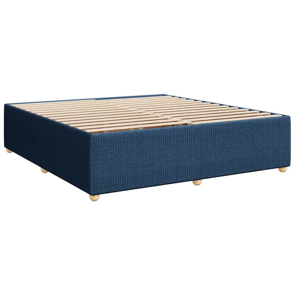vidaXL Κρεβάτι Boxspring με Στρώμα Μπλε 200x200 εκ. Υφασμάτινο