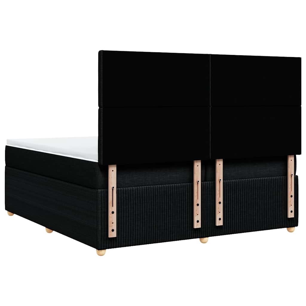 vidaXL Κρεβάτι Boxspring με Στρώμα Μαύρο 200x200 εκ. Υφασμάτινο