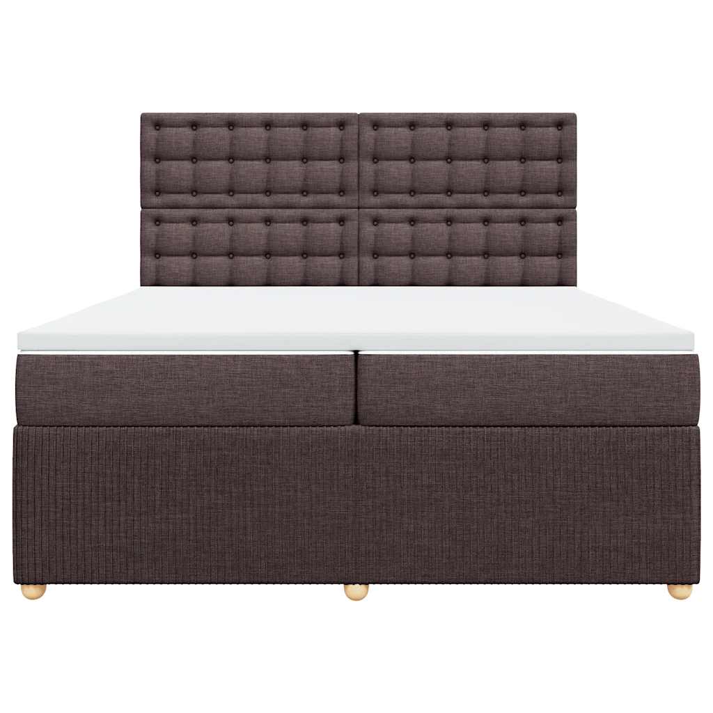 vidaXL Κρεβάτι Boxspring με Στρώμα Σκούρο Καφέ 200x200 εκ. Υφασμάτινο