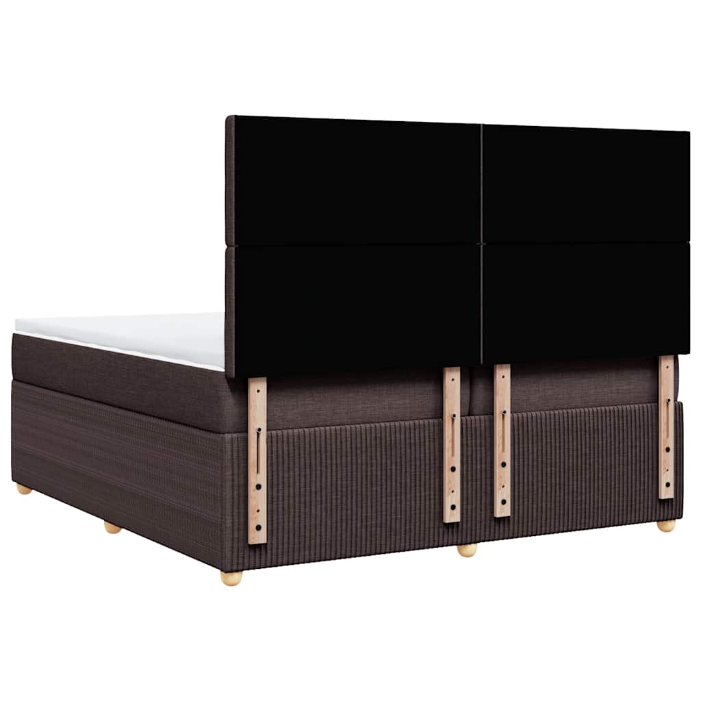 vidaXL Κρεβάτι Boxspring με Στρώμα Σκούρο Καφέ 200x200 εκ. Υφασμάτινο
