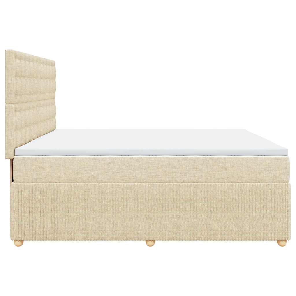 vidaXL Κρεβάτι Boxspring με Στρώμα Κρεμ 200x200 εκ. Υφασμάτινο