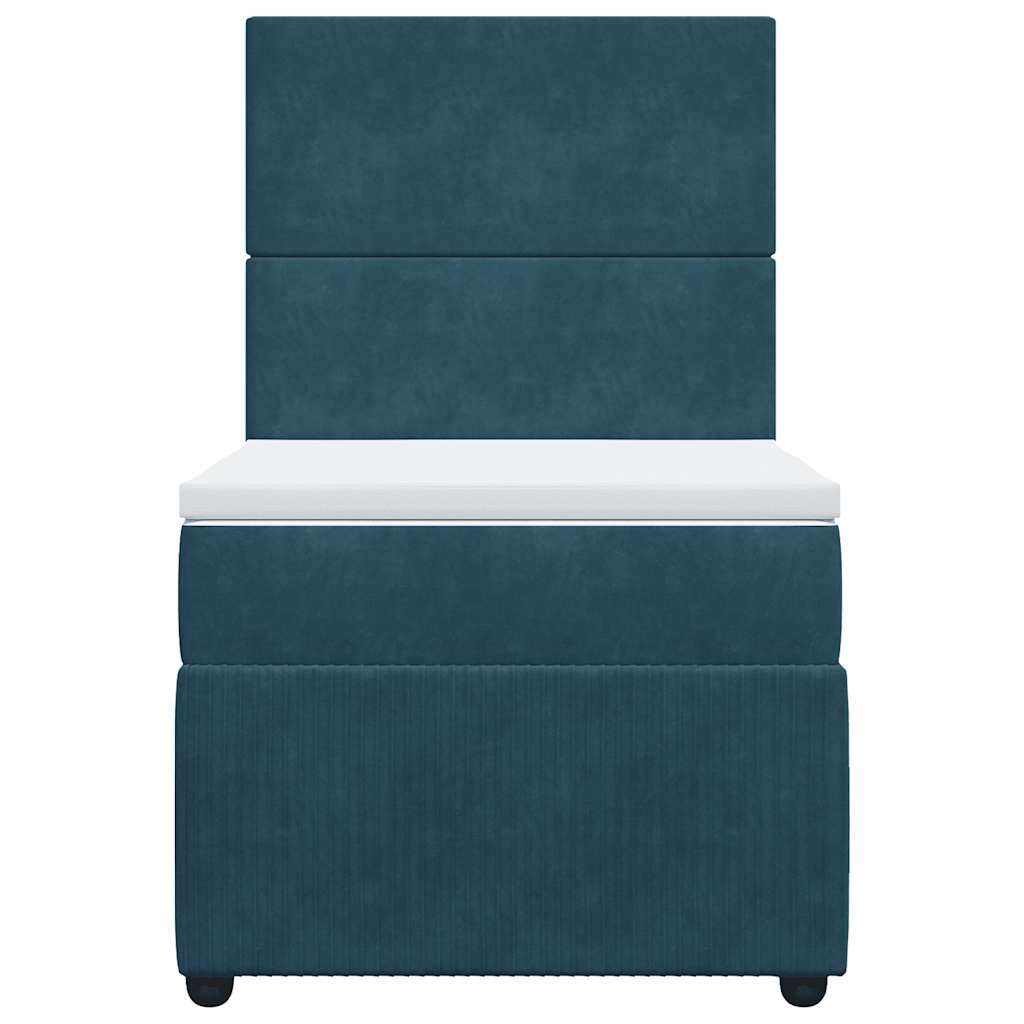 vidaXL Κρεβάτι Boxspring με Στρώμα Σκούρο Μπλε 80 x 200 εκ. Βελούδινο
