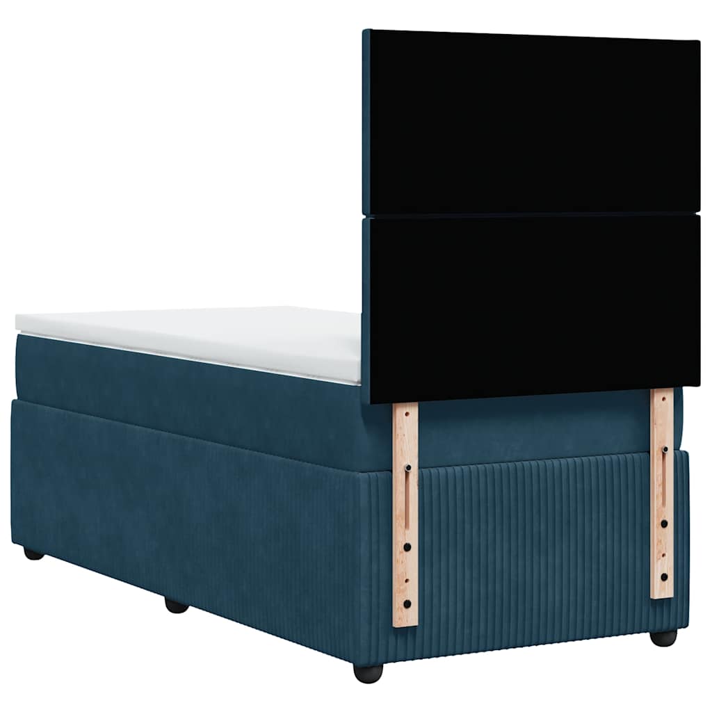 vidaXL Κρεβάτι Boxspring με Στρώμα Σκούρο Μπλε 80 x 200 εκ. Βελούδινο