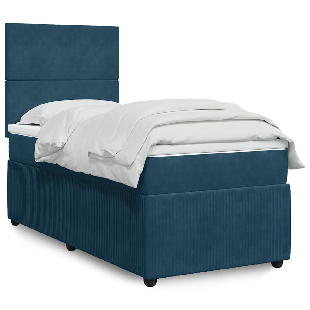 vidaXL Κρεβάτι Boxspring με Στρώμα Σκούρο Μπλε 80 x 200 εκ. Βελούδινο