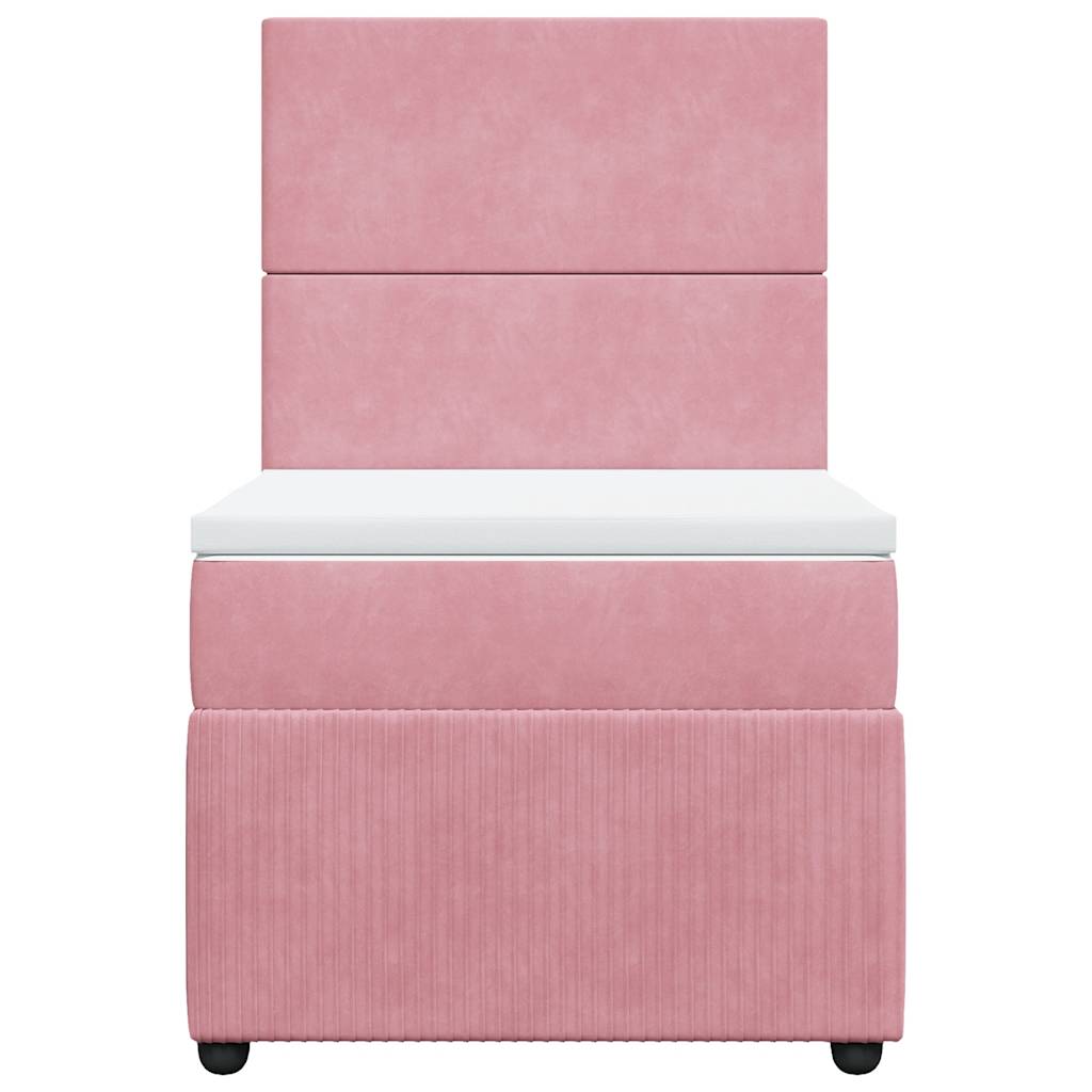 vidaXL Κρεβάτι Boxspring με Στρώμα Ροζ 80 x 200 εκ. Βελούδινο