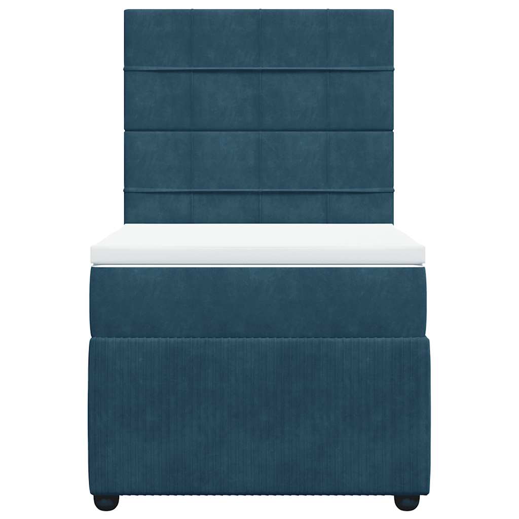 vidaXL Κρεβάτι Boxspring με Στρώμα Σκούρο Μπλε 80 x 200 εκ. Βελούδινο