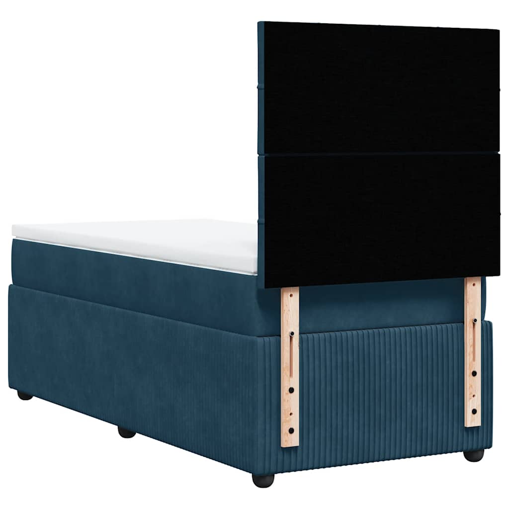 vidaXL Κρεβάτι Boxspring με Στρώμα Σκούρο Μπλε 80 x 200 εκ. Βελούδινο
