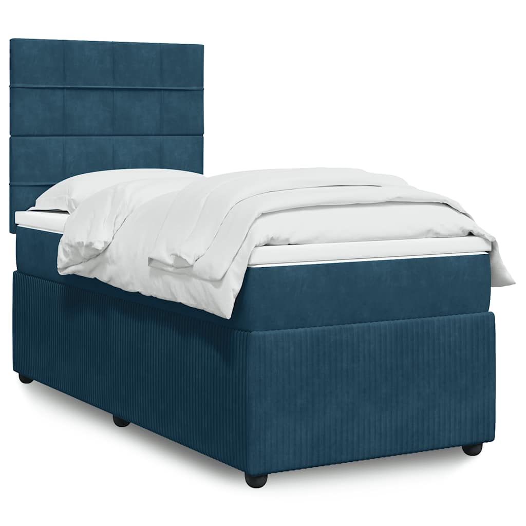 vidaXL Κρεβάτι Boxspring με Στρώμα Σκούρο Μπλε 80 x 200 εκ. Βελούδινο