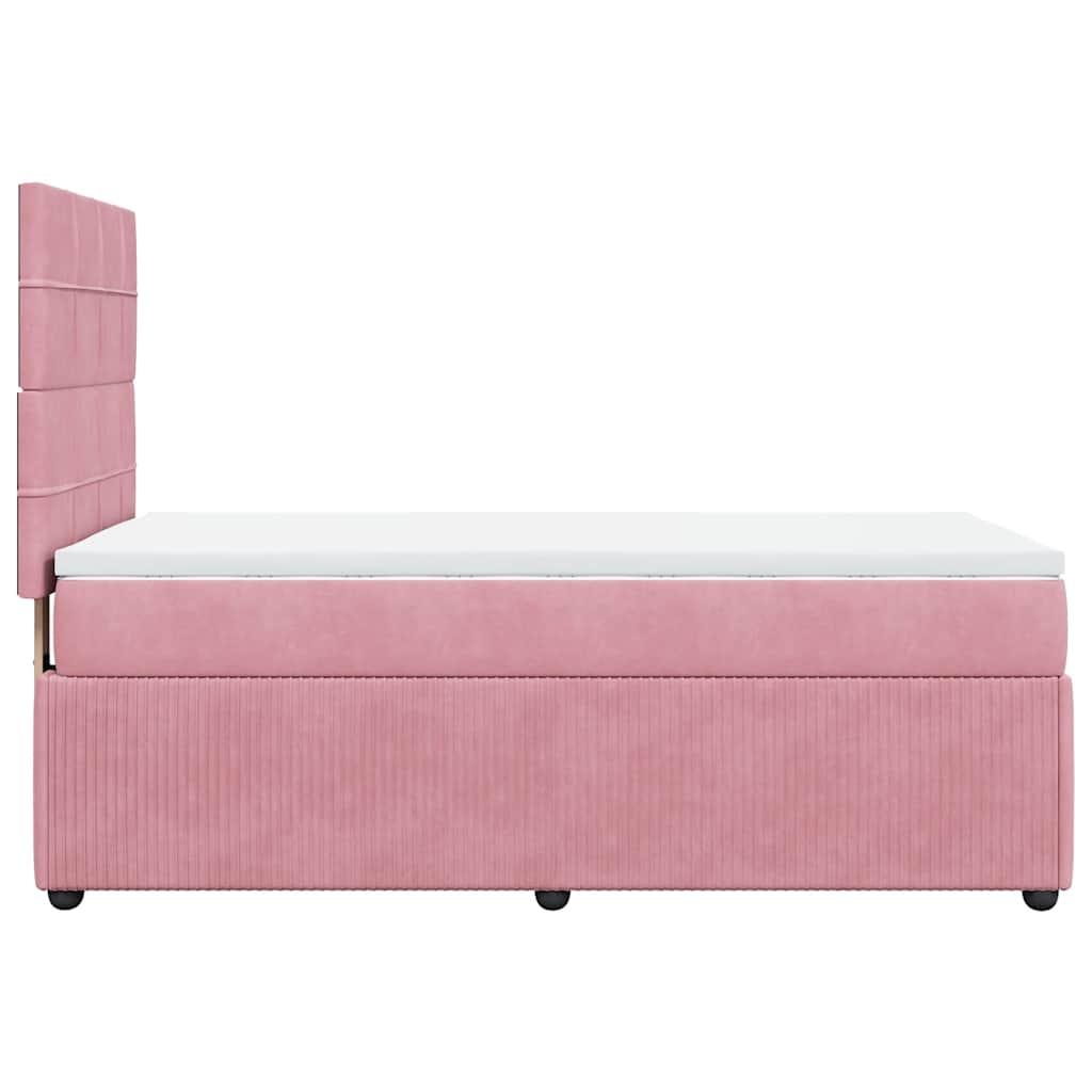 vidaXL Κρεβάτι Boxspring με Στρώμα Ροζ 80 x 200 εκ. Βελούδινο