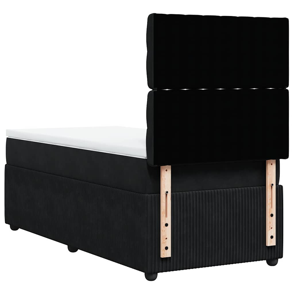 vidaXL Κρεβάτι Boxspring με Στρώμα Μαύρο 80 x 200 εκ. Βελούδινο