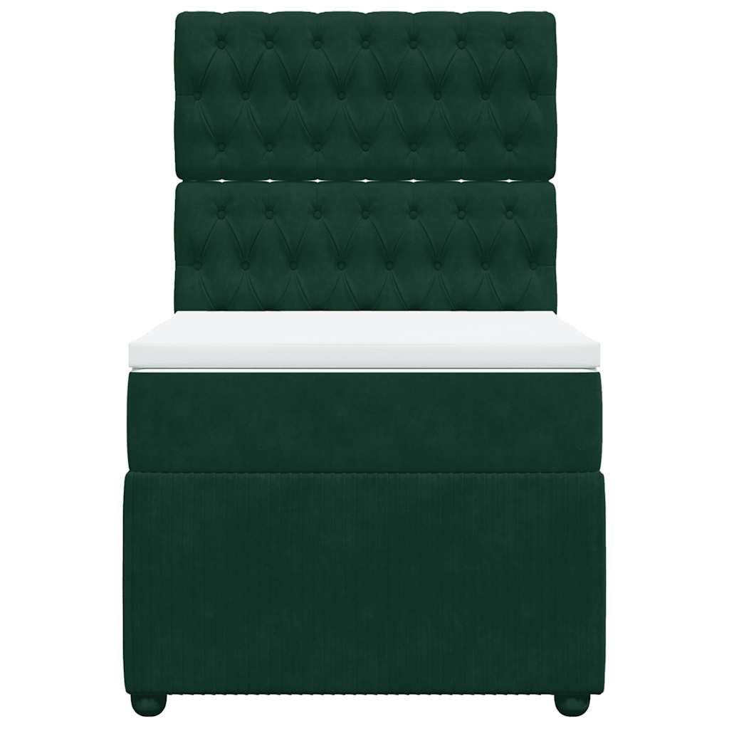 vidaXL Κρεβάτι Boxspring με Στρώμα Σκούρο Πράσινο 80x200 εκ. Βελούδινο