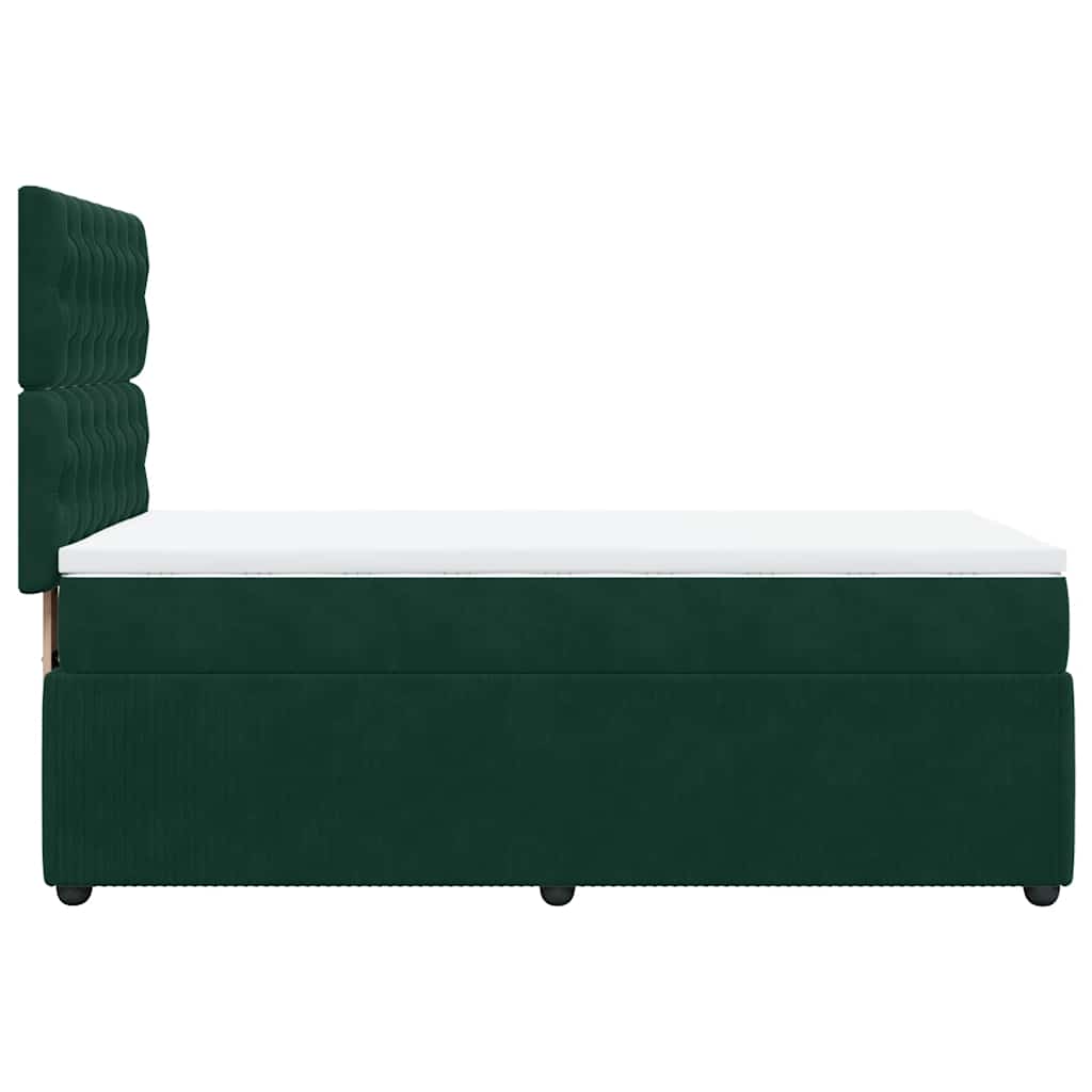 vidaXL Κρεβάτι Boxspring με Στρώμα Σκούρο Πράσινο 80x200 εκ. Βελούδινο