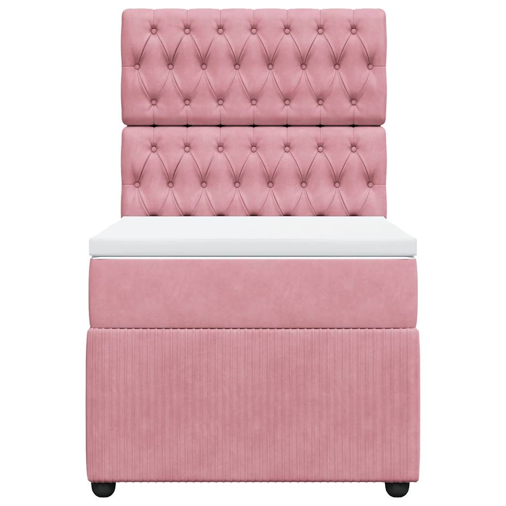 vidaXL Κρεβάτι Boxspring με Στρώμα Ροζ 80 x 200 εκ. Βελούδινο