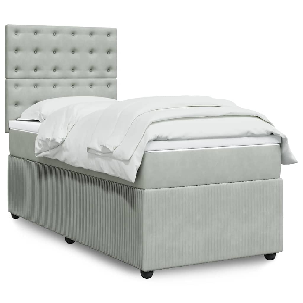 vidaXL Κρεβάτι Boxspring με Στρώμα Ανοιχτό Γκρι 80x200 εκ. Βελούδινο