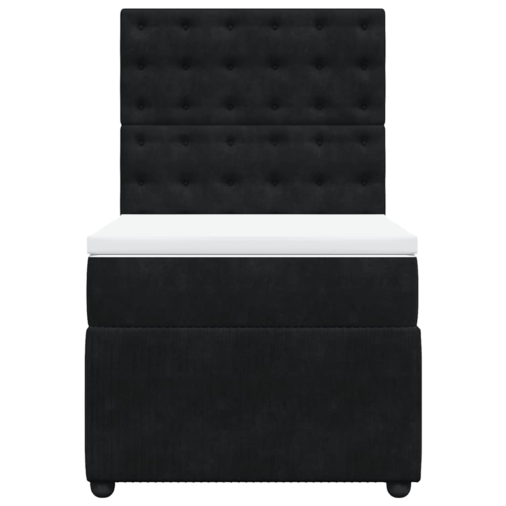 vidaXL Κρεβάτι Boxspring με Στρώμα Μαύρο 80 x 200 εκ. Βελούδινο