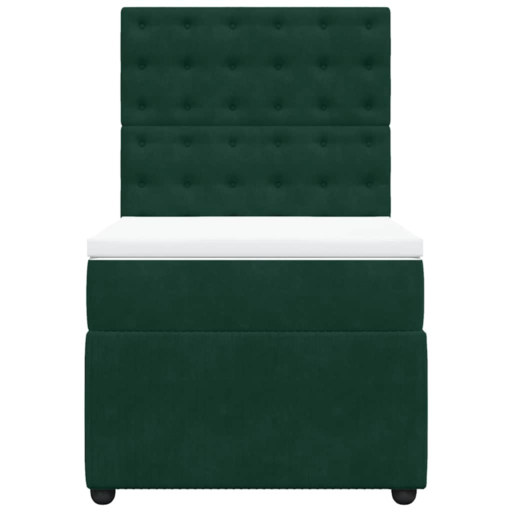 vidaXL Κρεβάτι Boxspring με Στρώμα Σκούρο Πράσινο 80x200 εκ. Βελούδινο