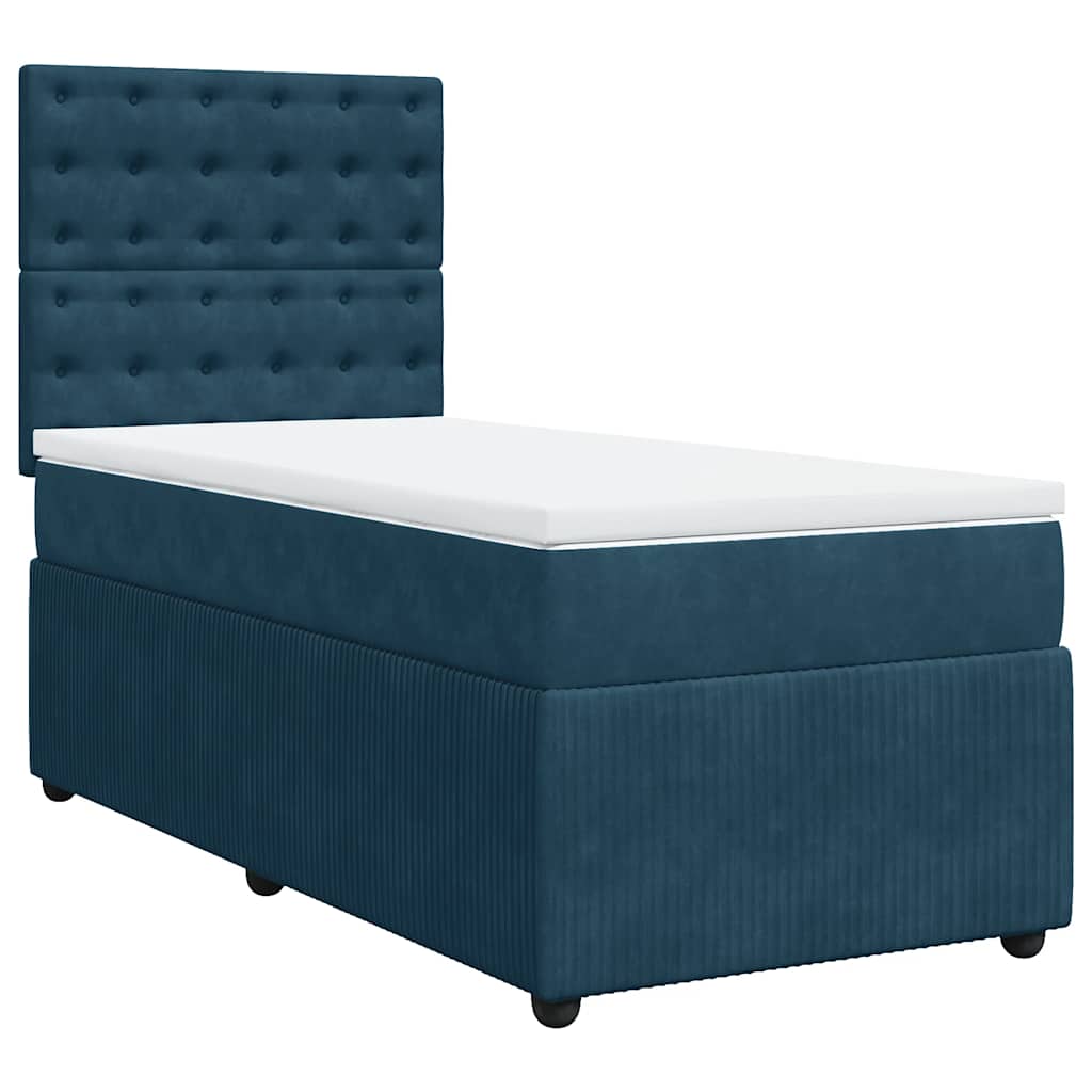 vidaXL Κρεβάτι Boxspring με Στρώμα Σκούρο Μπλε 80 x 200 εκ. Βελούδινο
