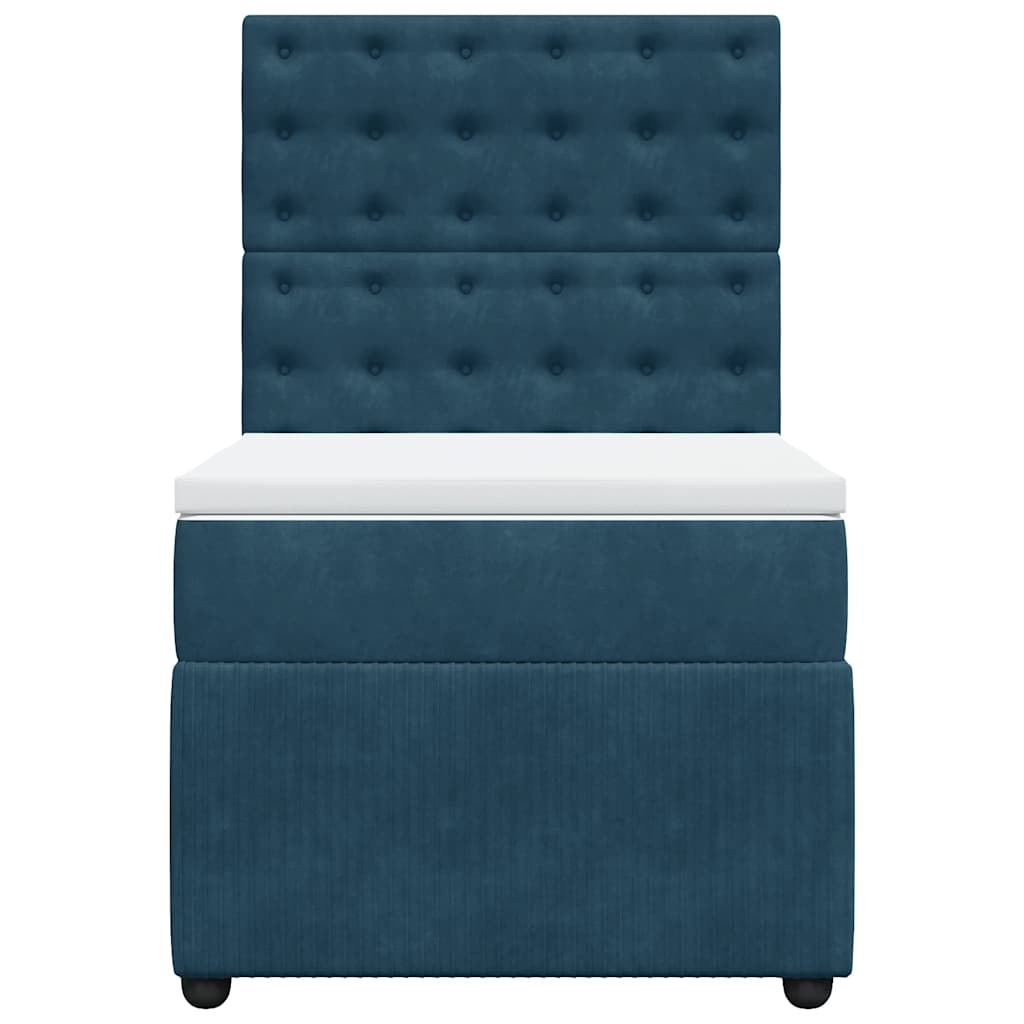 vidaXL Κρεβάτι Boxspring με Στρώμα Σκούρο Μπλε 80 x 200 εκ. Βελούδινο