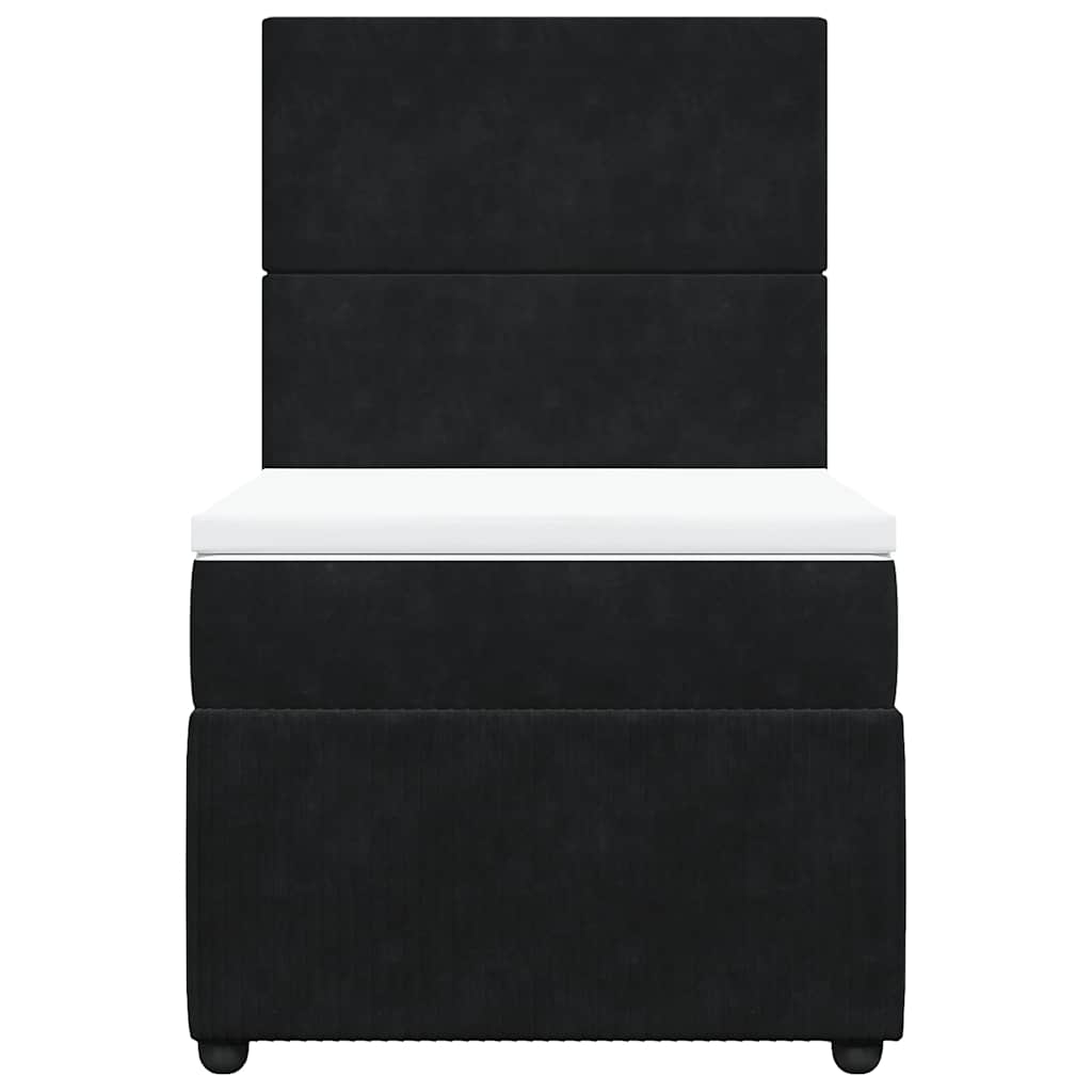 vidaXL Κρεβάτι Boxspring με Στρώμα Μαύρο 90x190 εκ. Βελούδινο