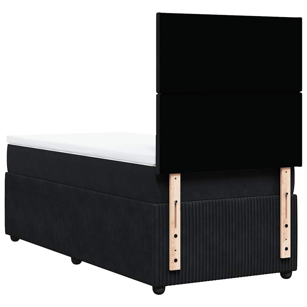 vidaXL Κρεβάτι Boxspring με Στρώμα Μαύρο 90x190 εκ. Βελούδινο