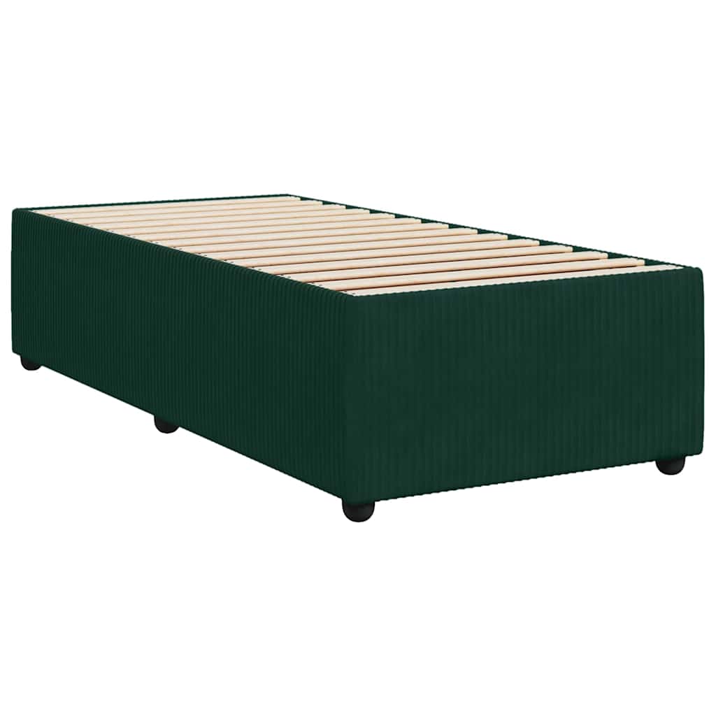 vidaXL Κρεβάτι Boxspring με Στρώμα Σκούρο Πράσινο 90x190 εκ. Βελούδινο