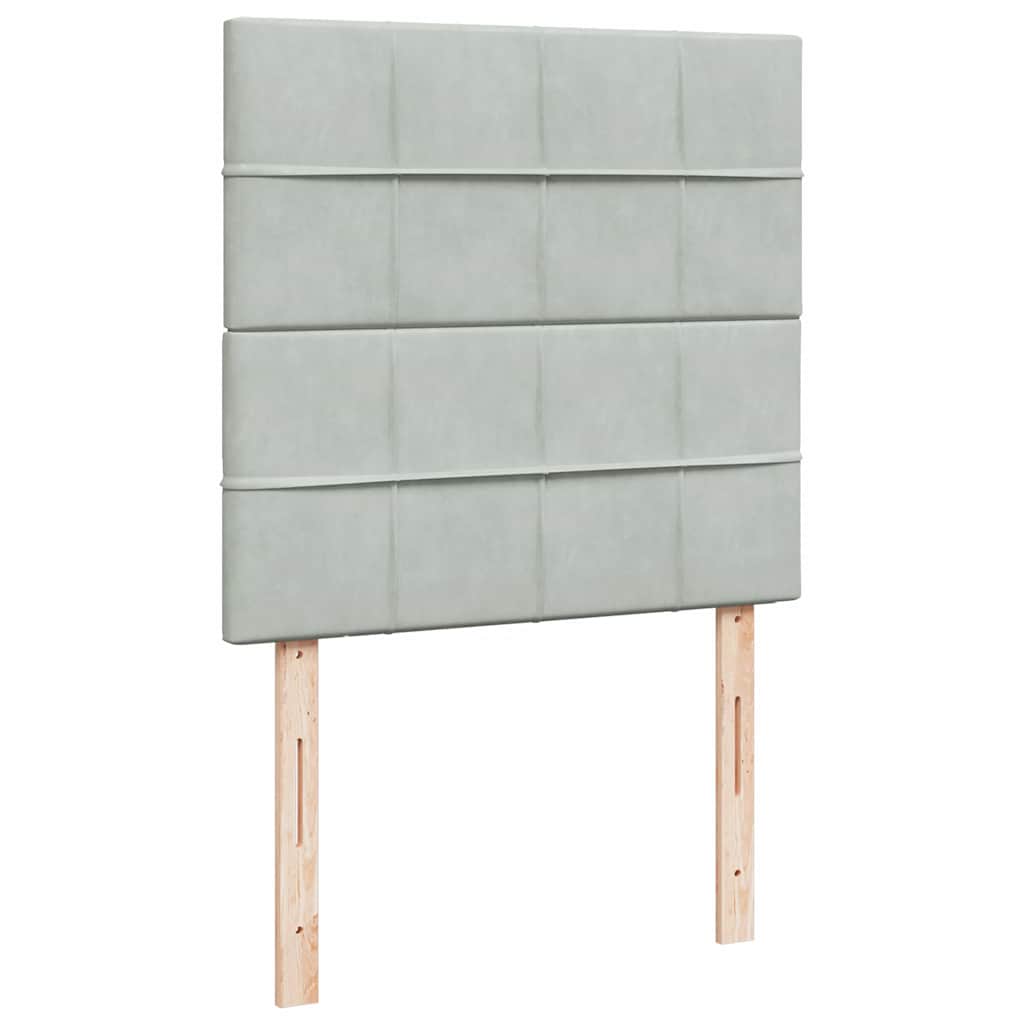 vidaXL Κρεβάτι Boxspring με Στρώμα Ανοιχτό Γκρι 90x190 εκ. Βελούδινο