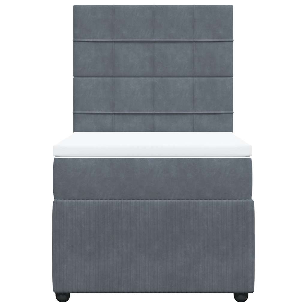 vidaXL Κρεβάτι Boxspring με Στρώμα Σκούρο Γκρι 90x190 εκ. Βελούδινο