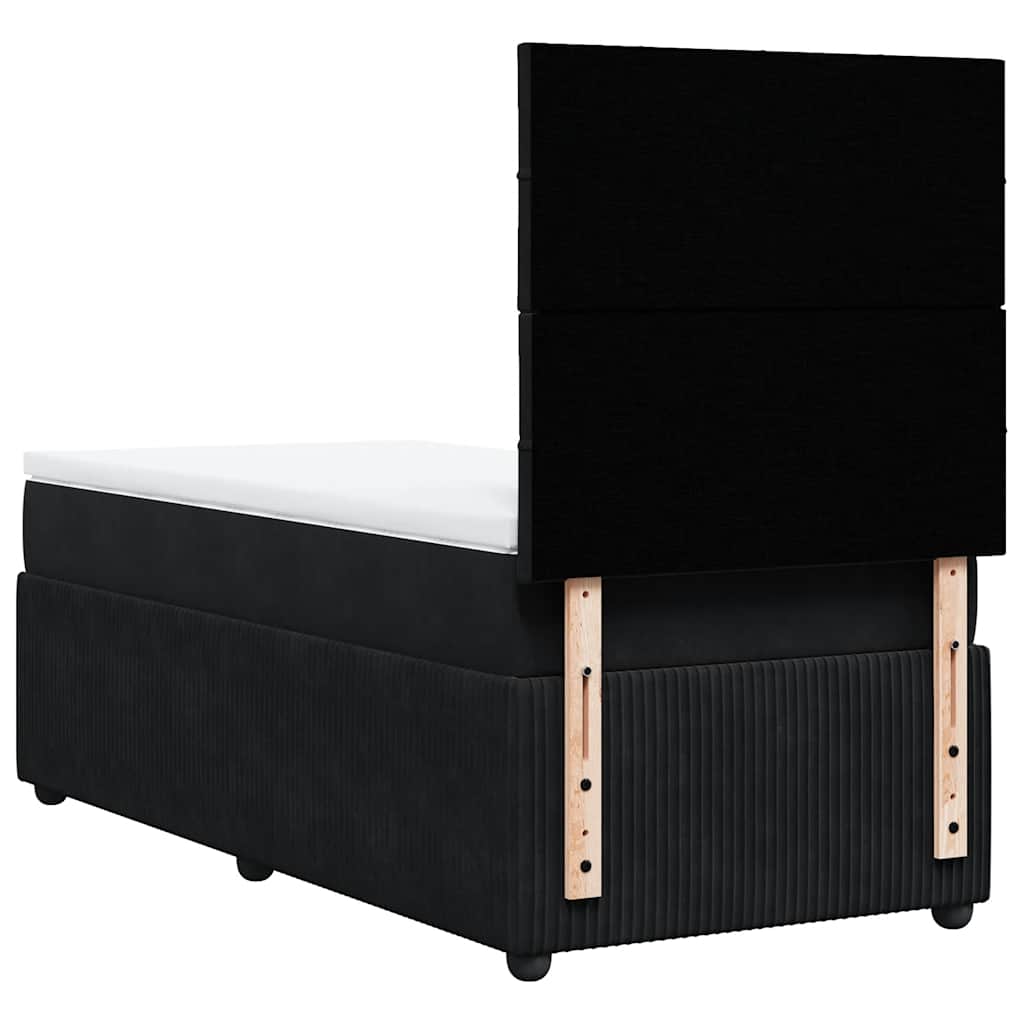 vidaXL Κρεβάτι Boxspring με Στρώμα Μαύρο 90x190 εκ. Βελούδινο