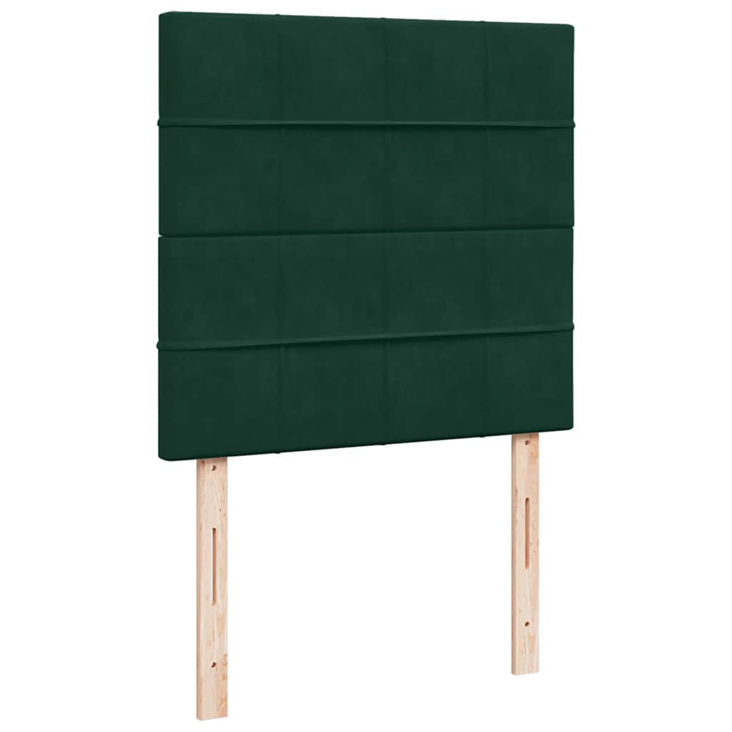 vidaXL Κρεβάτι Boxspring με Στρώμα Σκούρο Πράσινο 90x190 εκ. Βελούδινο
