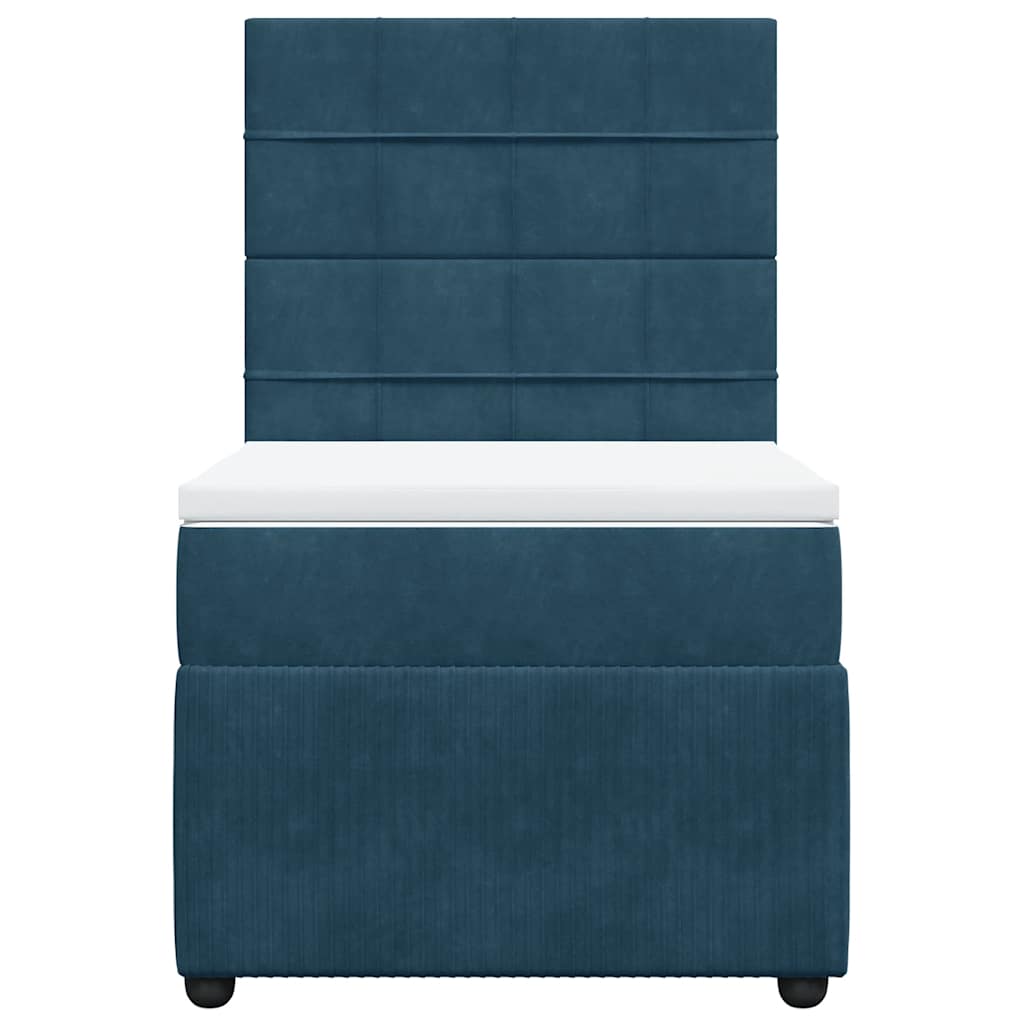 vidaXL Κρεβάτι Boxspring με Στρώμα Σκούρο Μπλε 90x190 εκ. Βελούδινο