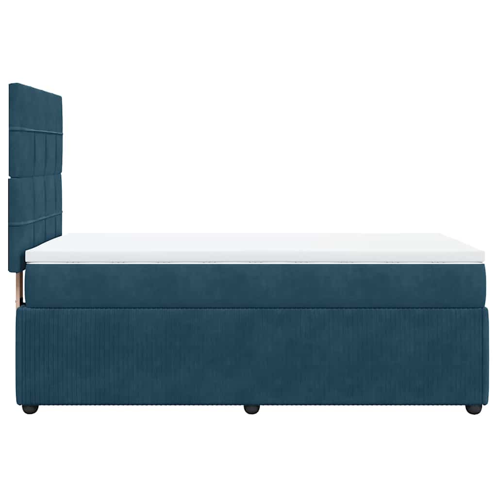 vidaXL Κρεβάτι Boxspring με Στρώμα Σκούρο Μπλε 90x190 εκ. Βελούδινο