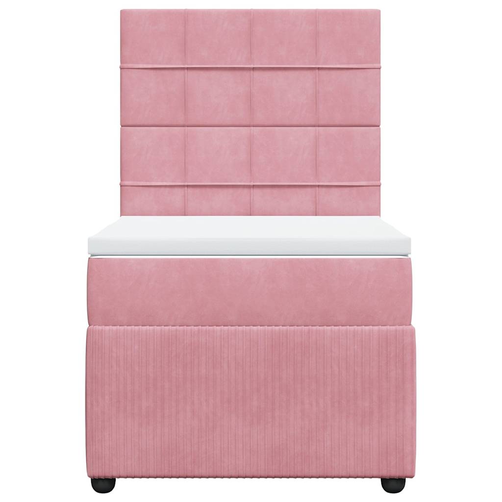 vidaXL Κρεβάτι Boxspring με Στρώμα Ροζ 90x190 εκ. Βελούδινο