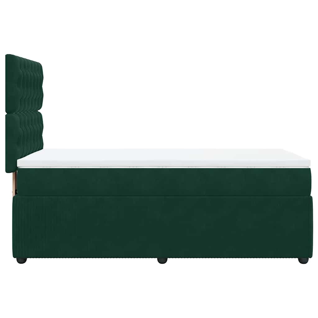 vidaXL Κρεβάτι Boxspring με Στρώμα Σκούρο Πράσινο 90x190 εκ. Βελούδινο
