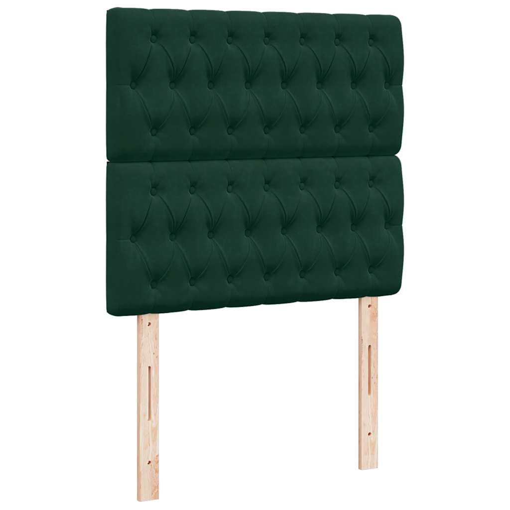 vidaXL Κρεβάτι Boxspring με Στρώμα Σκούρο Πράσινο 90x190 εκ. Βελούδινο