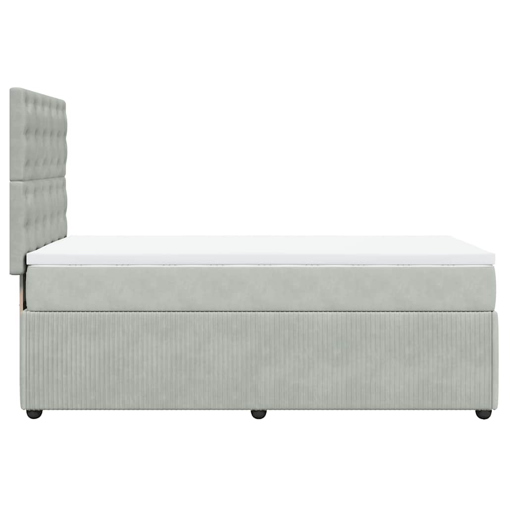 vidaXL Κρεβάτι Boxspring με Στρώμα Ανοιχτό Γκρι 90x190 εκ. Βελούδινο