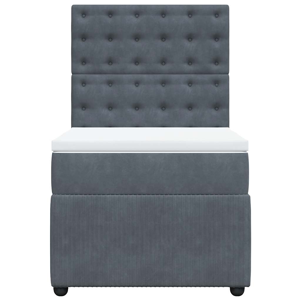 vidaXL Κρεβάτι Boxspring με Στρώμα Σκούρο Γκρι 90x190 εκ. Βελούδινο