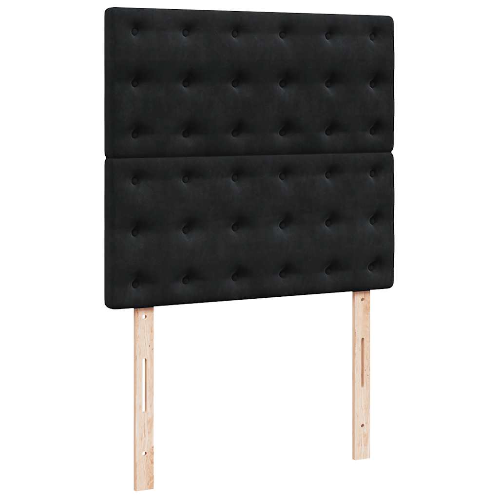 vidaXL Κρεβάτι Boxspring με Στρώμα Μαύρο 90x190 εκ. Βελούδινο