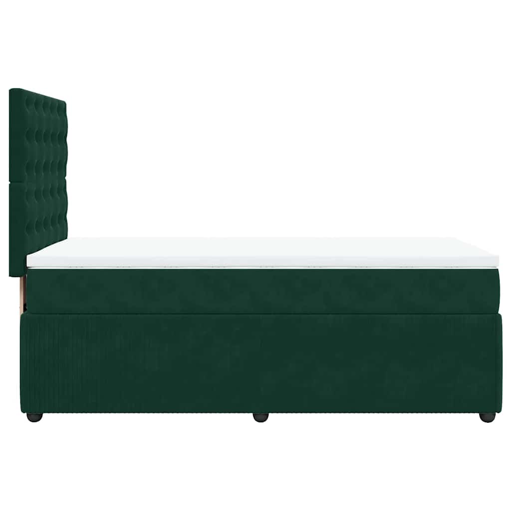 vidaXL Κρεβάτι Boxspring με Στρώμα Σκούρο Πράσινο 90x190 εκ. Βελούδινο