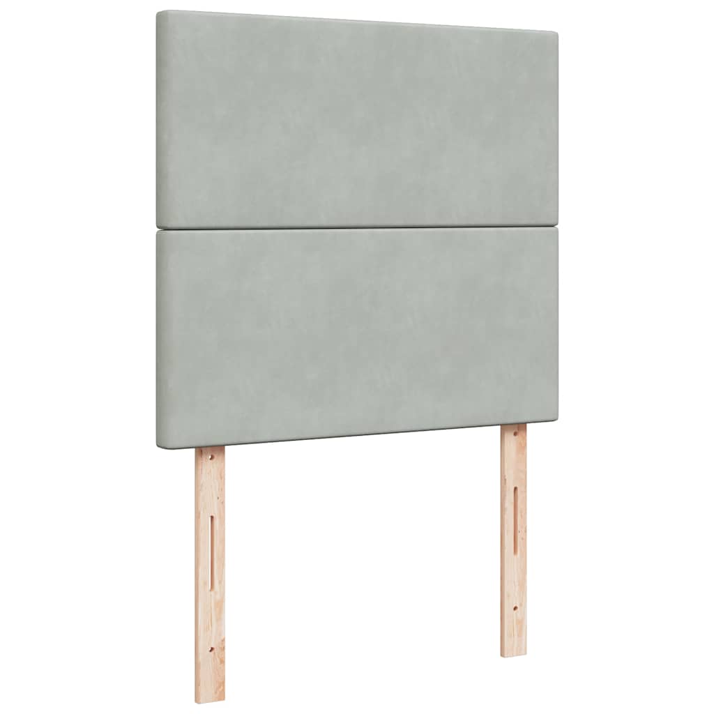 vidaXL Κρεβάτι Boxspring με Στρώμα Ανοιχτό Γκρι 90x200 εκ. Βελούδινο