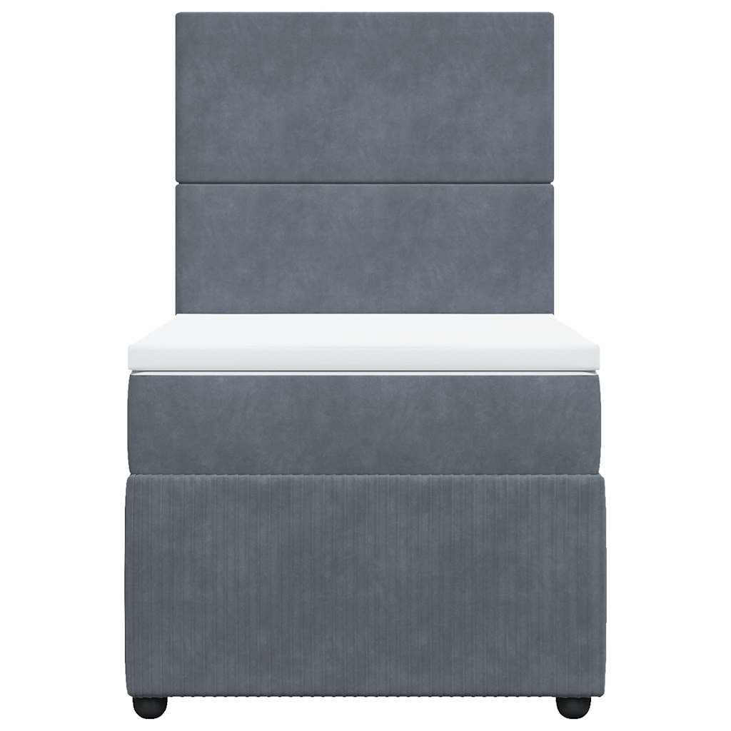 vidaXL Κρεβάτι Boxspring με Στρώμα Σκούρο Γκρι 90x200 εκ. Βελούδινο