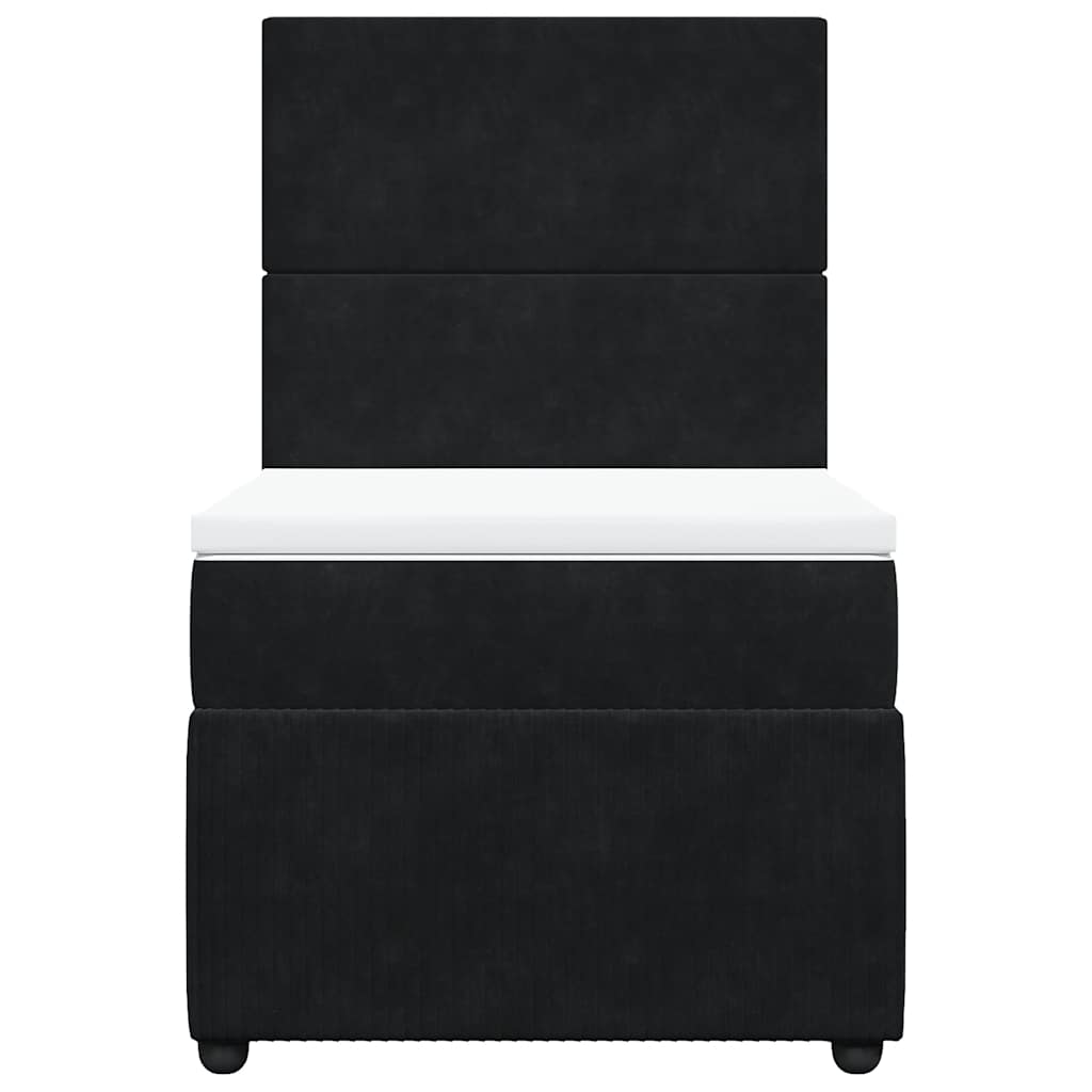 vidaXL Κρεβάτι Boxspring με Στρώμα Μαύρο 90x200 εκ. Βελούδινο
