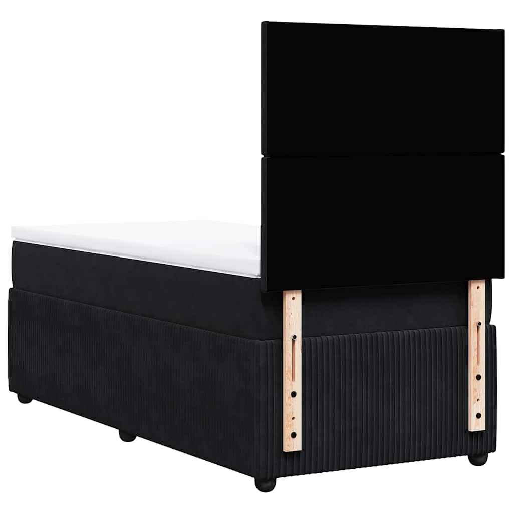 vidaXL Κρεβάτι Boxspring με Στρώμα Μαύρο 90x200 εκ. Βελούδινο